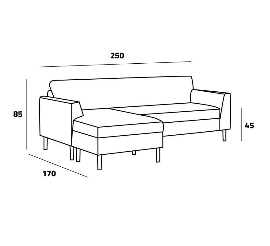 Stylish Sky Blue Linen L-Shaped Sofa - 90x250x170x45 cm - Swedish Wood By Alhome - 110110999 - ALHOME