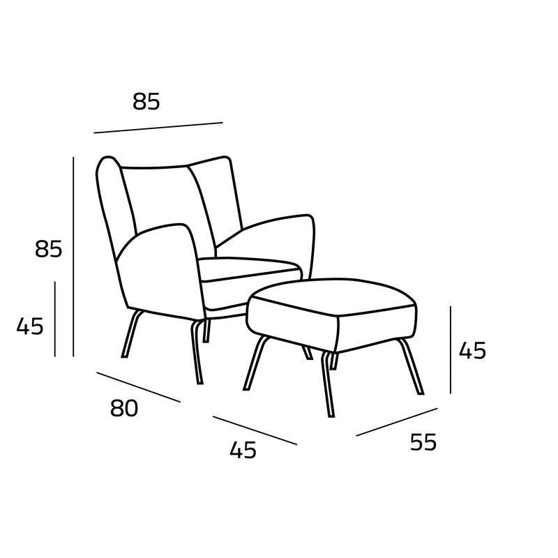 Gray Boucle Chair and Pouf Set Swedish Wood By Alhome - 110110763 - ALHOME