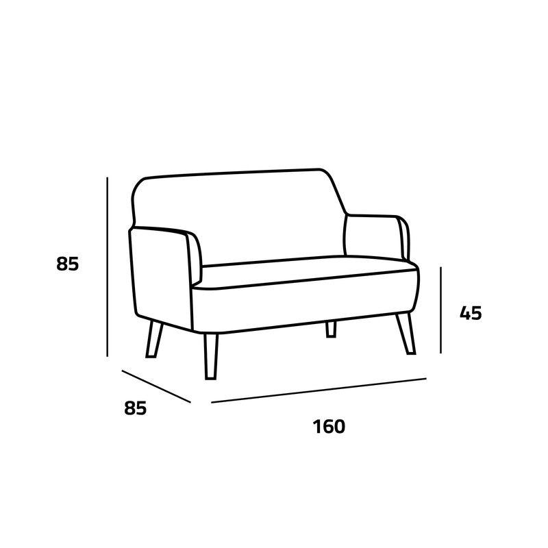 Minimalist Gray Linen 2-Seater Sofa Swedish Wood By Alhome - ALHOME