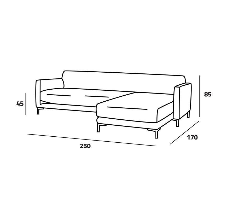 Modern Green Velvet L-Shaped Sofa - 90x250x170x45 cm - Swedish Wood By Alhome - ALHOME