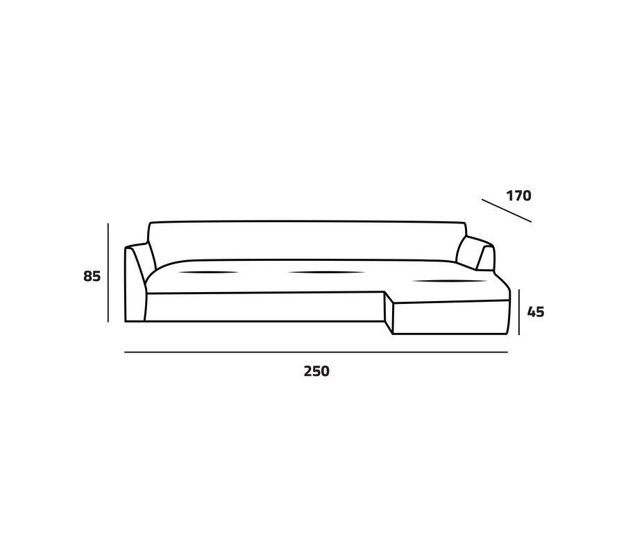 Stylish Gray Linen L-Shaped Sofa - 90x250x170x45 cm - Swedish Wood By Alhome - 110111039 - ALHOME