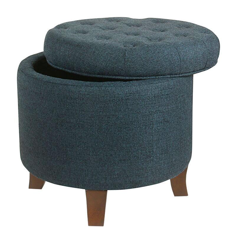 Alhome Linen Gray Pouf Malaysian Wood, Linen Fabric, Gray Color (60x45x45) - ALHOME