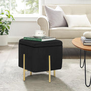 Alhome Velvet Gray Pouf Malaysian Wood, Velvet Fabric, Gray Color (40x40x45) - Zrafh.com - Your Destination for Baby & Mother Needs in Saudi Arabia