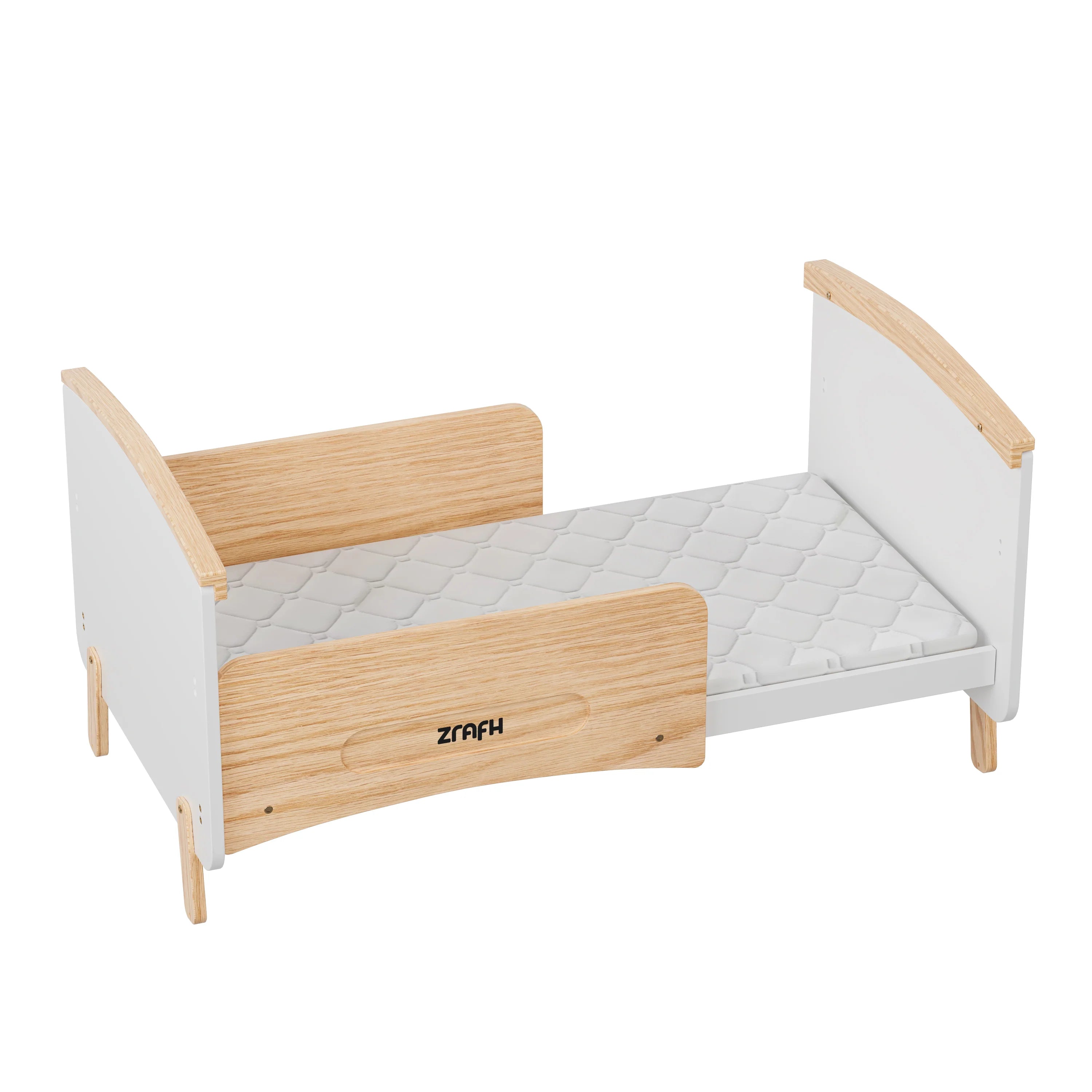 Wooden Convertible Baby Crib to Toddler Bed with Mosquito Net, White/Almond - WBB910-1
