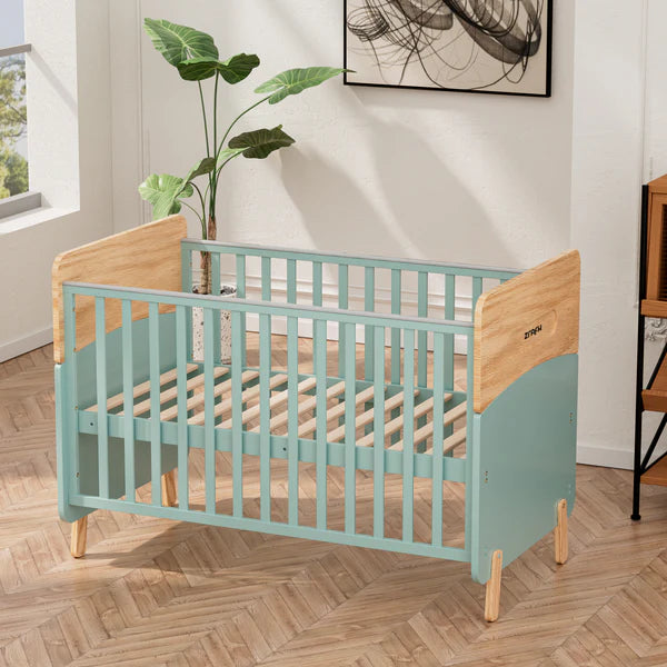 Wooden Convertible Baby Crib to Toddler Bed with Mosquito Net Green/Almond - WBB910-1G