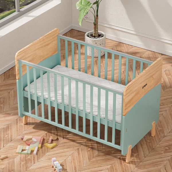 Wooden Convertible Baby Crib to Toddler Bed with Mosquito Net Green/Almond - WBB910-1G