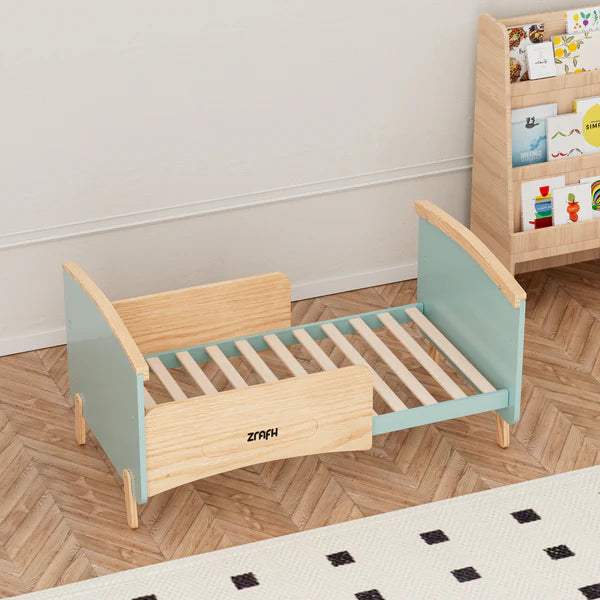 Wooden Convertible Baby Crib to Toddler Bed with Mosquito Net Green/Almond - WBB910-1G