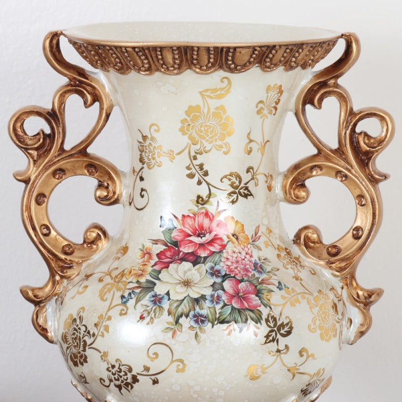 Decorative Ceramic Vase - 23x16x32 cm - Beige and gold