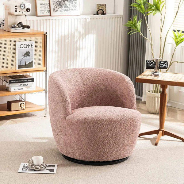 Boucle and Swedish Wood Arm Chair By Alhome - 80x85x85 cm