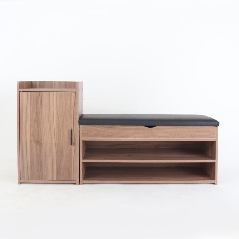 Stylish and Practical Wardrobe with Side Shelves - Brown - 2 Pieces