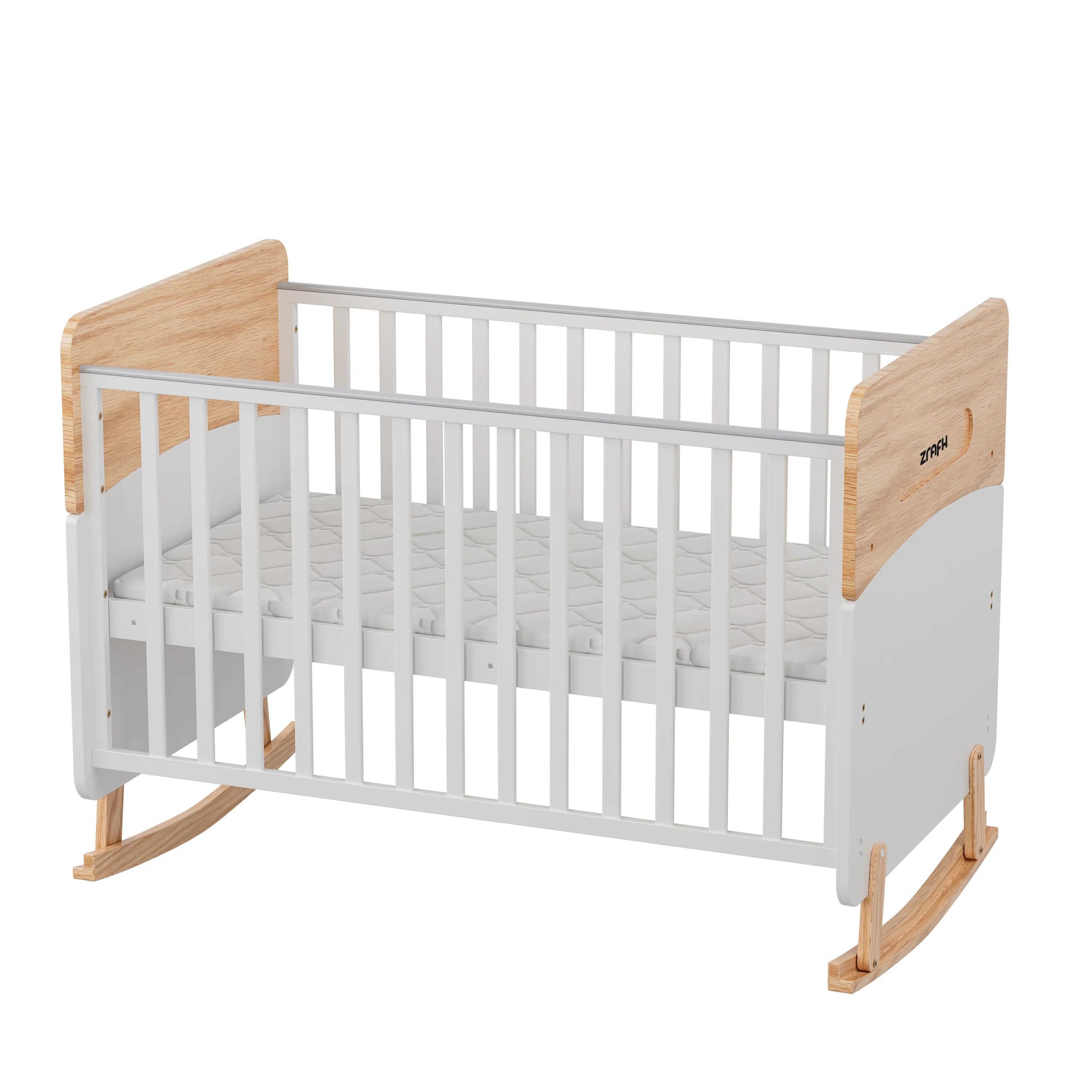 Wooden Convertible Baby Crib to Toddler Bed with Mosquito Net, White/Almond - WBB910-1
