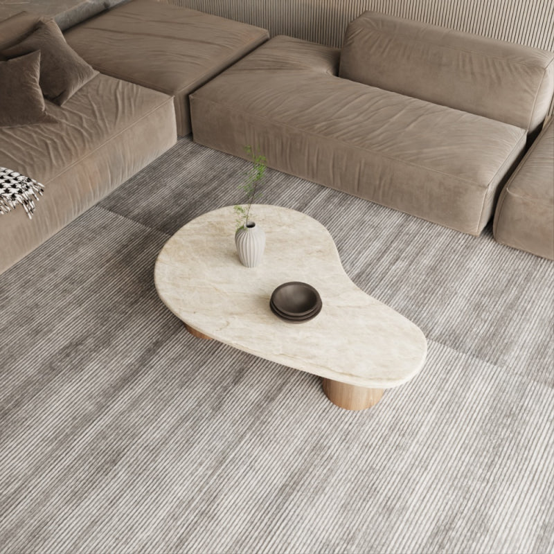 Coffee Center Table Marble Treventino and Wood by Alhome - 95x34x85 cm