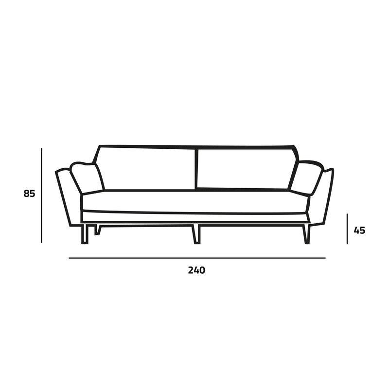 Modern Gray Linen 3-Seater Sofa Swedish Wood By Alhome - ALHOME