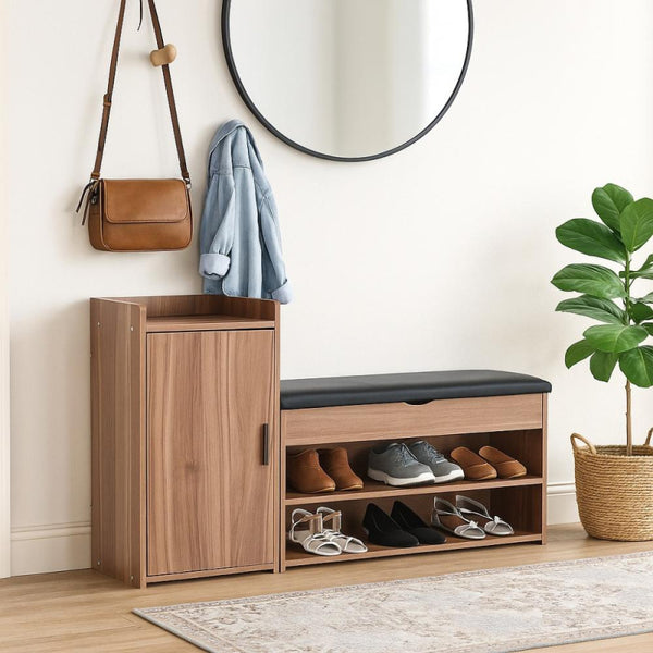 Stylish and Practical Wardrobe with Side Shelves - Brown - 2 Pieces