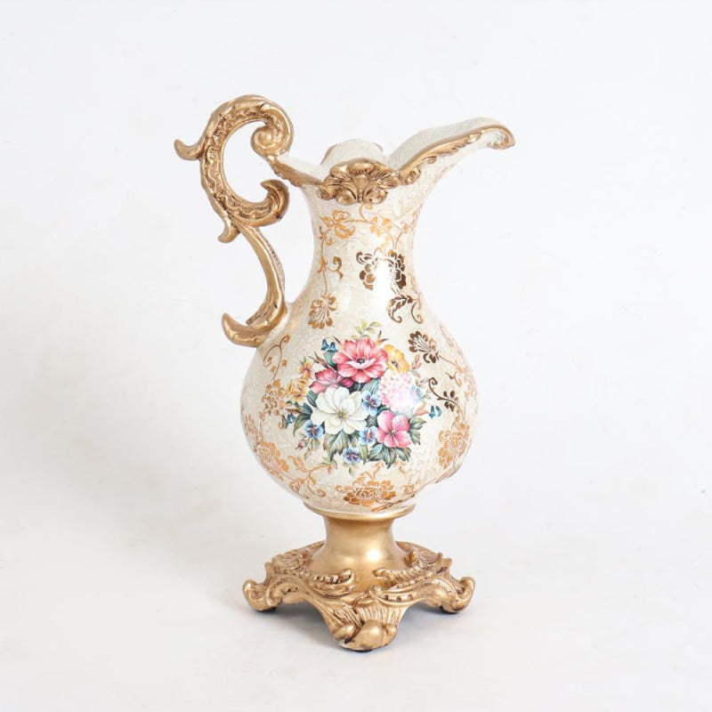 Elegant Decorative Resin Vase - 22x15x31 cm - Gold and Off-White