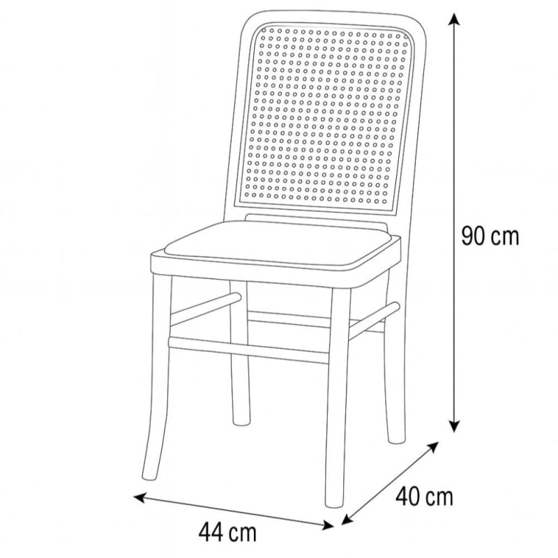 Classic Wooden Chair with a Straw Backrest - 44x40x90 cm