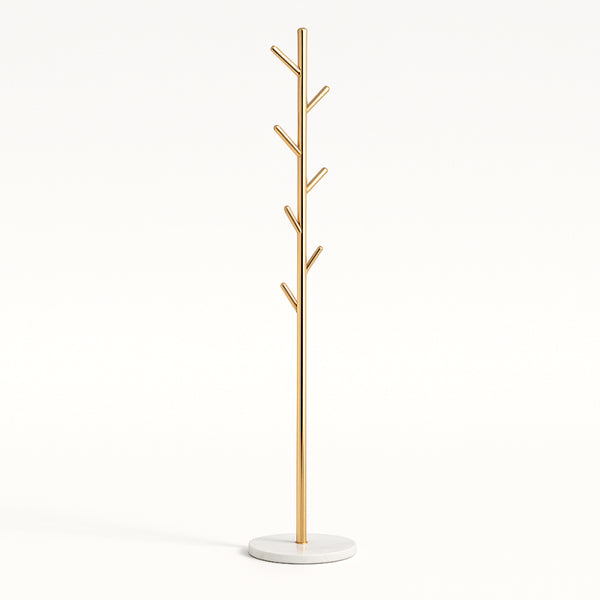 Modern Floor-Standing Clothes Rack with Marble Base - 170 cm - Gold