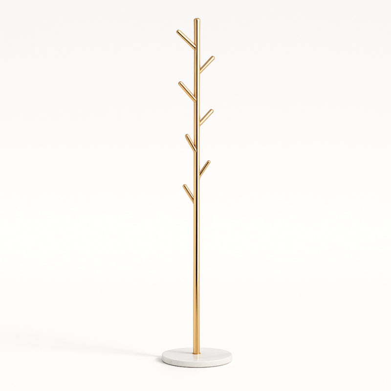Modern Floor-Standing Clothes Rack with Marble Base - 170 cm - Gold