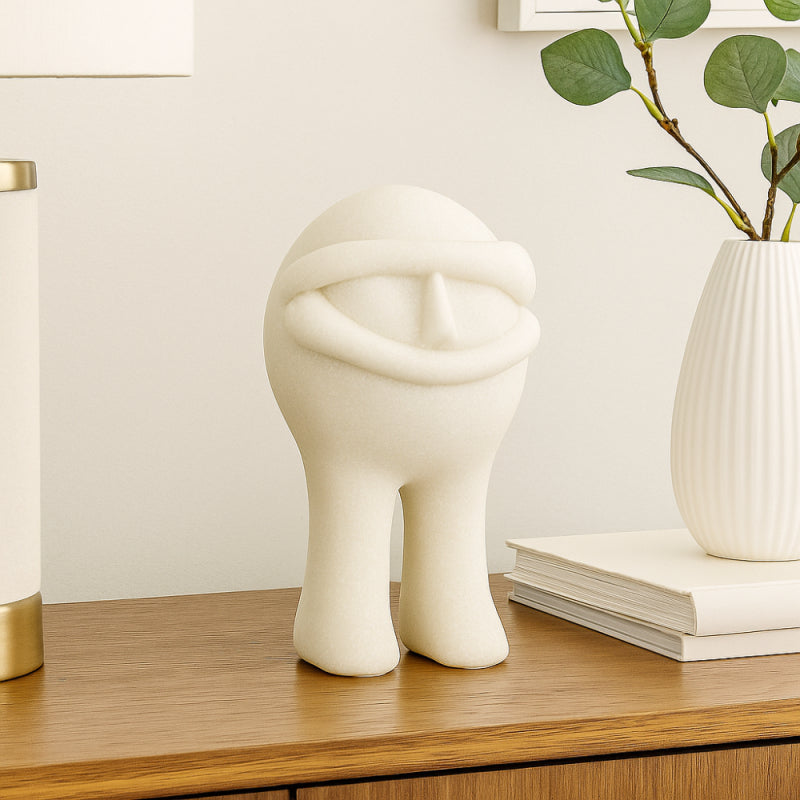 Resin Modern Decorative Sculpture - 14 cm - White
