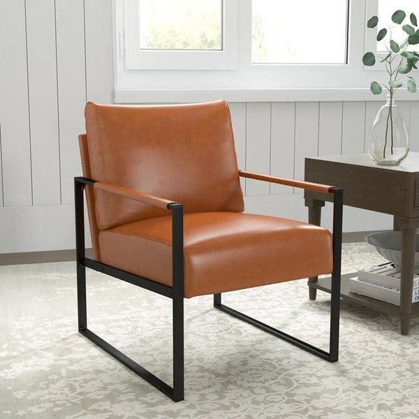 Chic Brown Leather Chair By Alhome - Zrafh.com - Your Destination for Baby & Mother Needs in Saudi Arabia