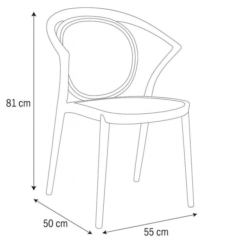 Modern Plastic Chair with Clear Back - 56x50x81 cm