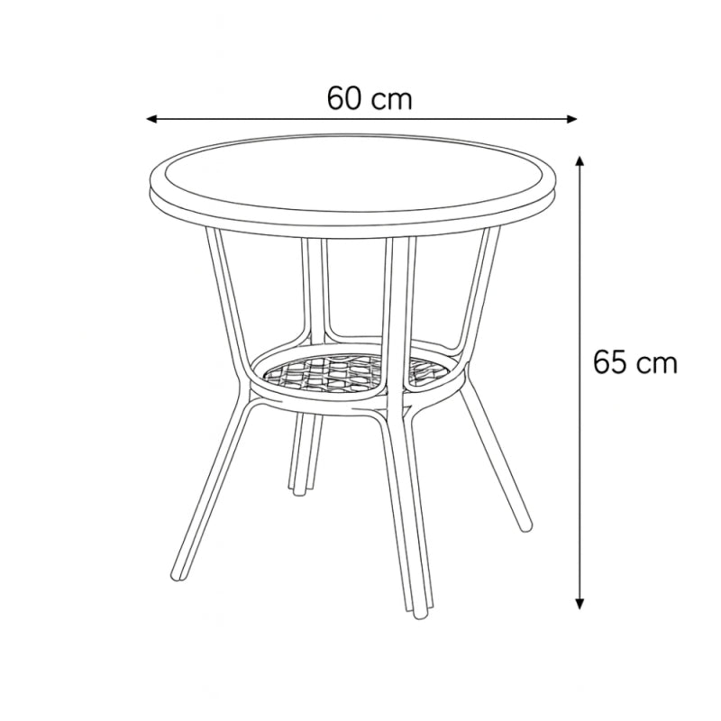 Elegant Round Side Table - Black - 60x60x65 cm