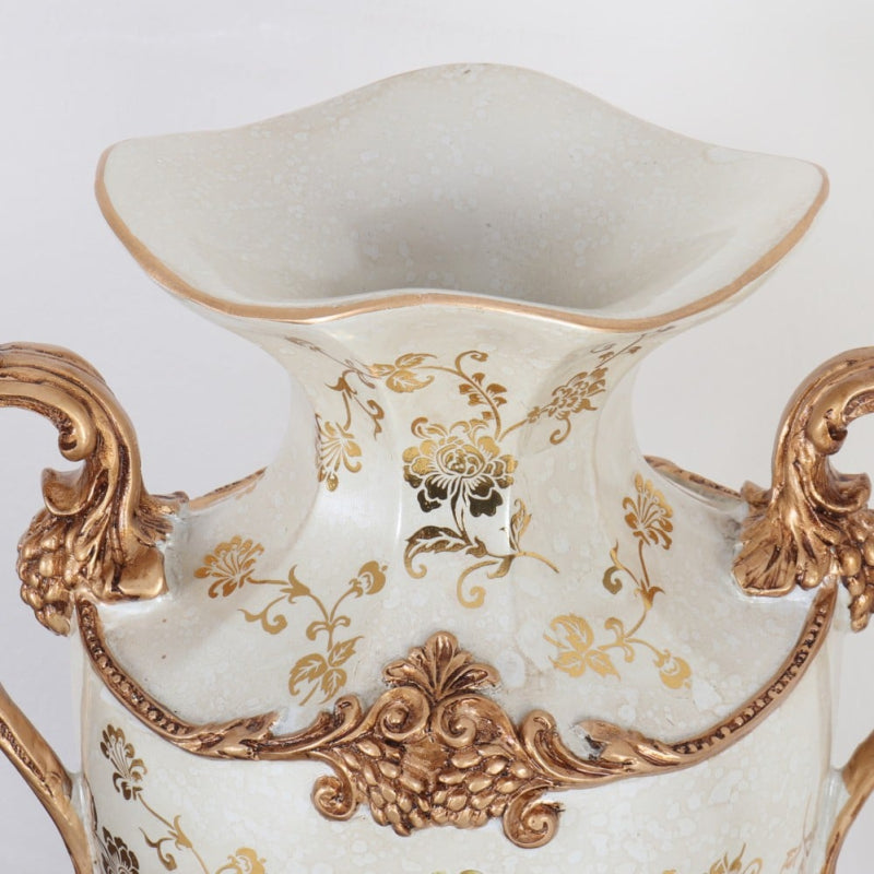 Decorative Ceramic Vase - 35x22x48 cm - Beige and Gold