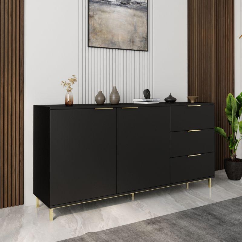 Console with 2 Doors, 3 Drawers, and Gold Legs By Alhome - 1.15.19