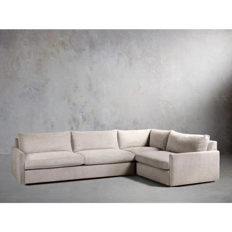 Modern Linen L-Shape Sofa - Beige - 280x140x85x85 cm - By Alhome