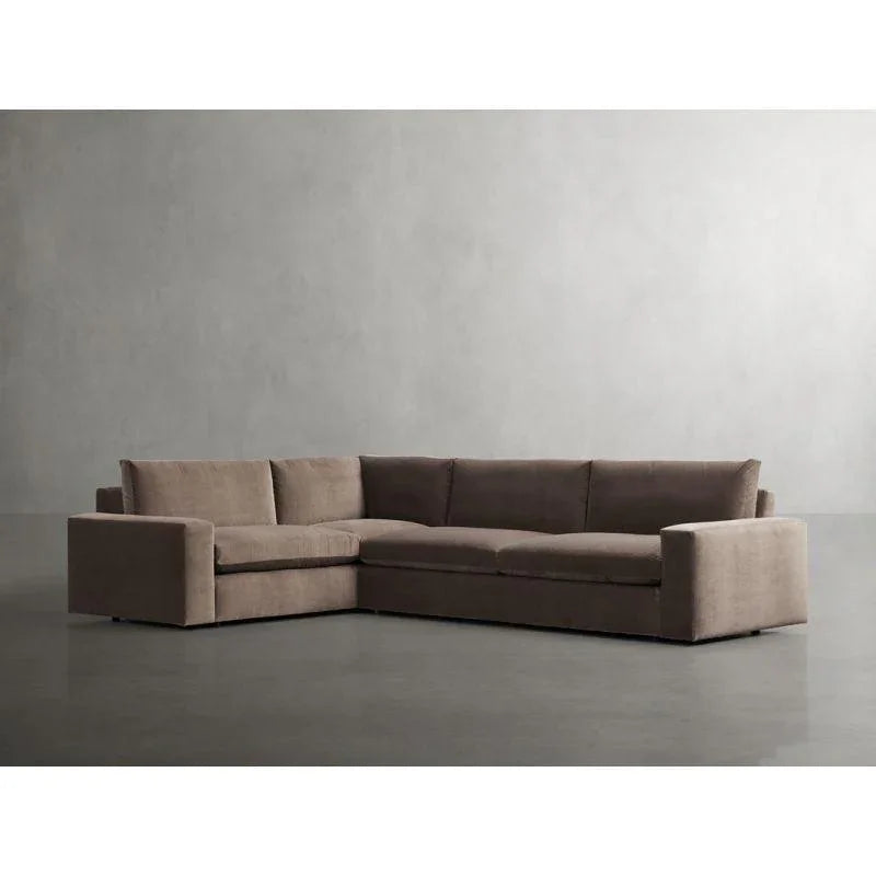 كنبة مخملية عصرية على شكل حرف L - بني - 280x140x85x85 سم - من الهوم