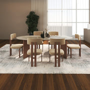 Elegant Dining Table Marble and Wood by Alhome - 160x74x70 cm
