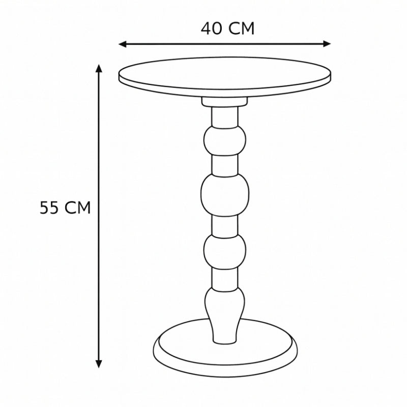 Elegant Round Wooden Side Table with Carved Base - 40 cm - Brown