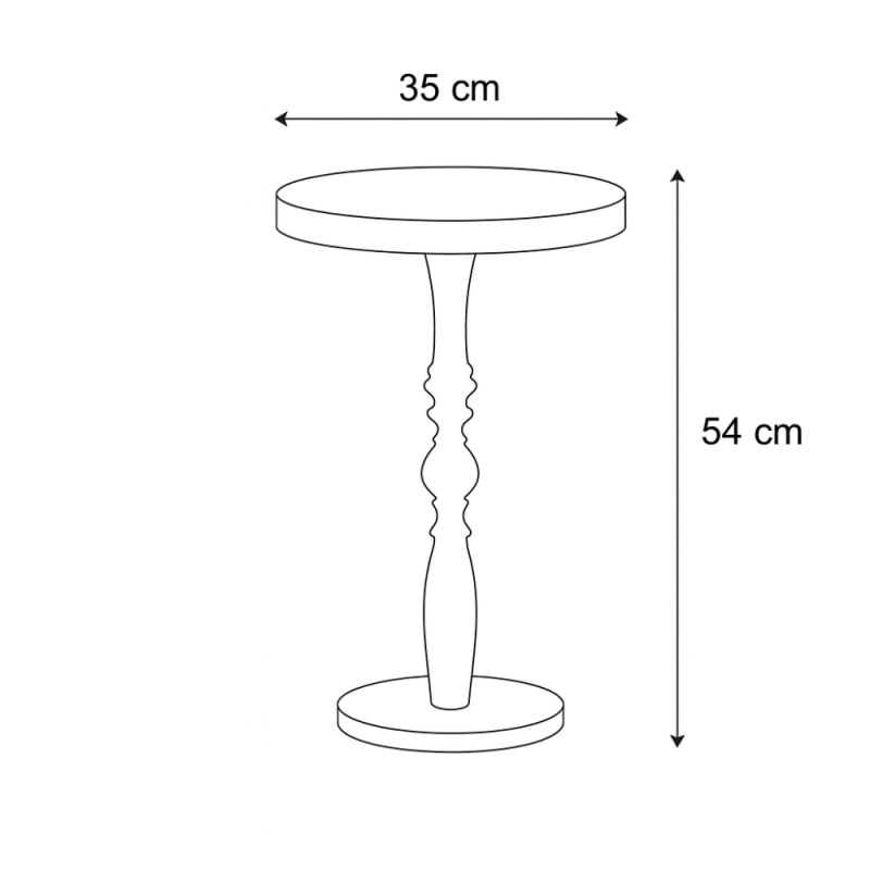 Elegant Wooden Round Side Table with Carved Base - 35 cm