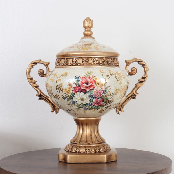 Decorative Ceramic Ornament - 17x26x30 cm - Beige and Gold