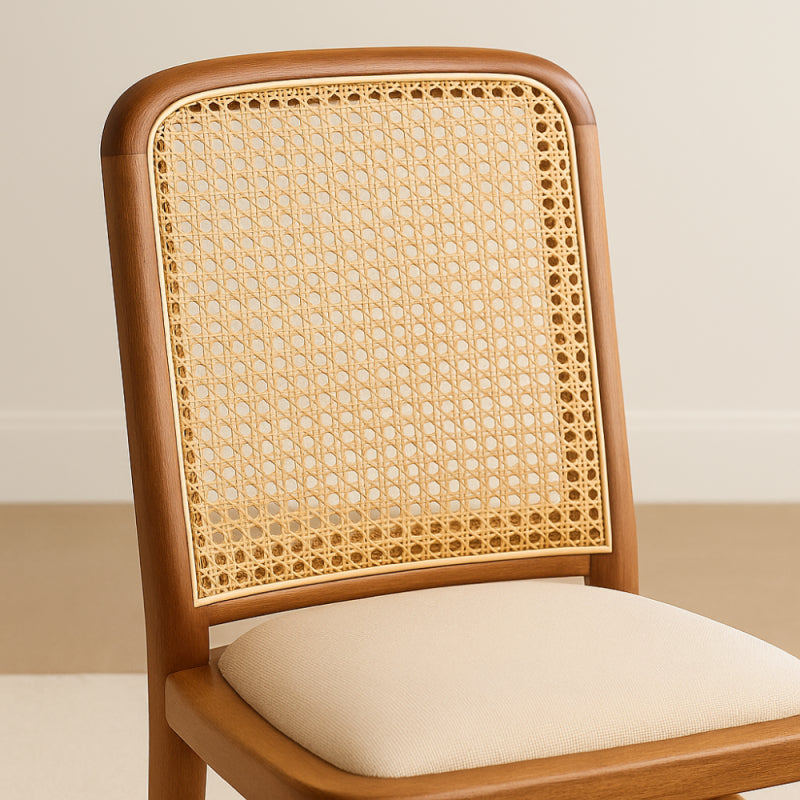 Classic Wooden Chair with a Straw Backrest - 44x40x90 cm