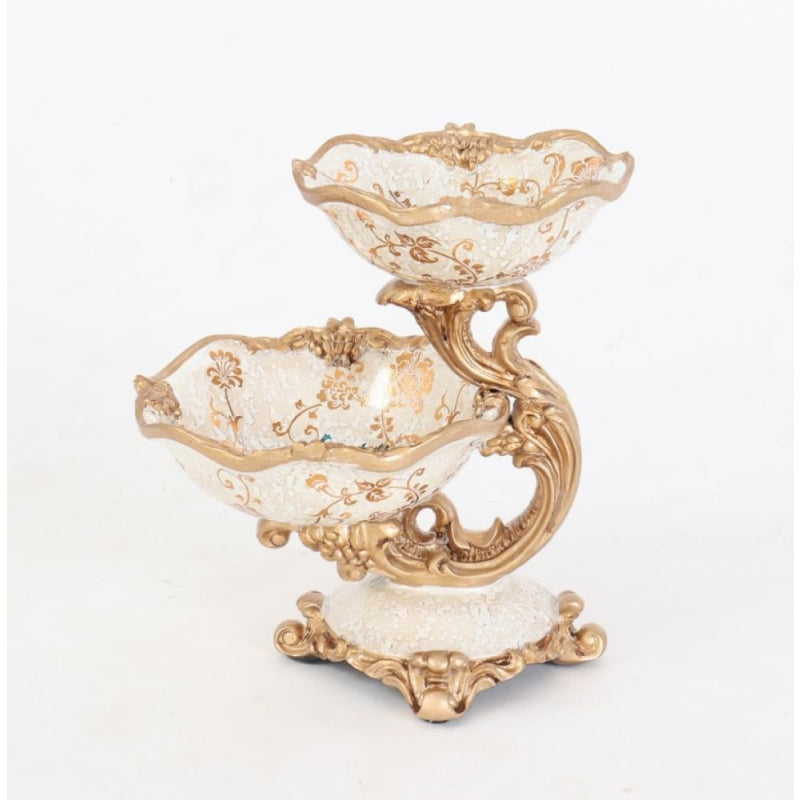 Luxurious Dessert Stand with a Classic Ornate Design and Elegant Gold Accents - Two Tiers - 19x27x25 cm