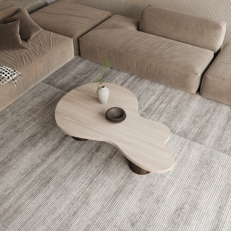 Elegant Coffee Center Table Marble Treventino and Wood by Alhome - 95x34x85 cm