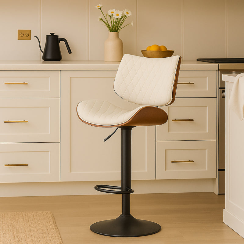 Bar Chair with Padded Design and Adjustable Metal Base - 39x52x117 cm