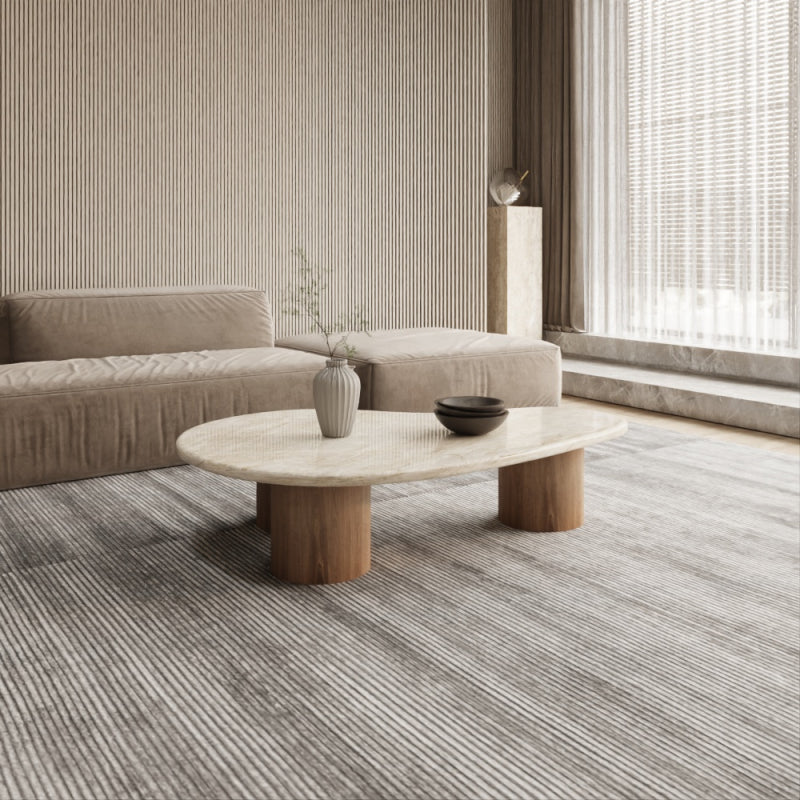 Coffee Center Table Marble Treventino and Wood by Alhome - 95x34x85 cm