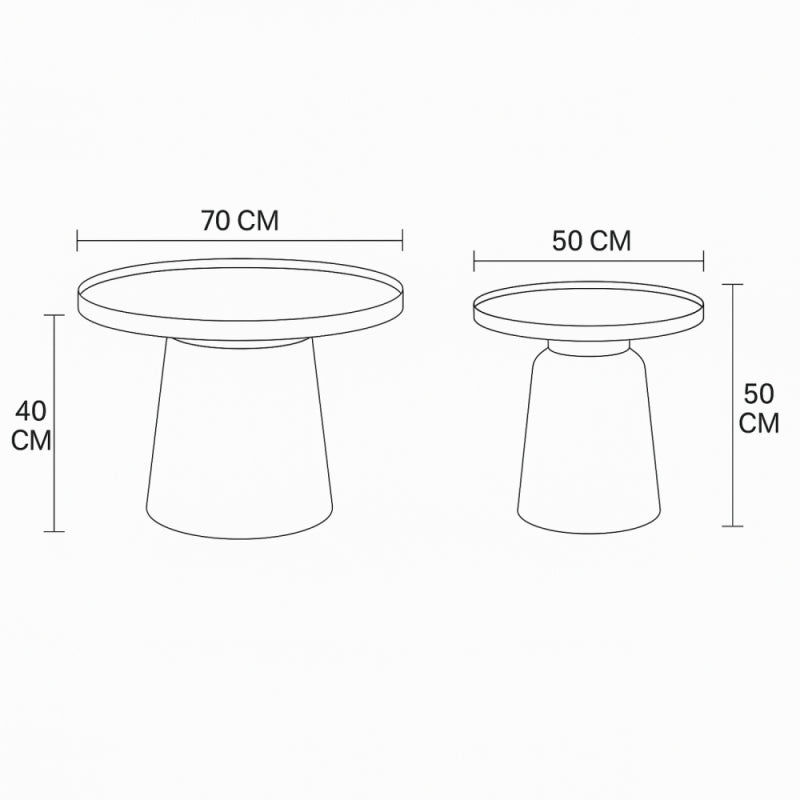 Stylish and Modern Metal Tea Table Set - 2 Pieces