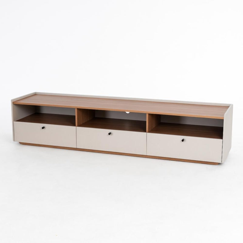 Stylish Wooden TV Unit - White and Brown - 160x40x40 cm