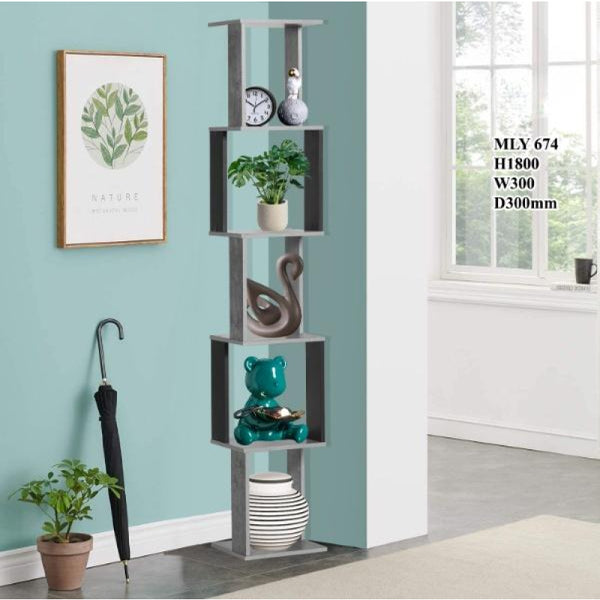 Decorative Side Shelving Unit By Baity - Gray