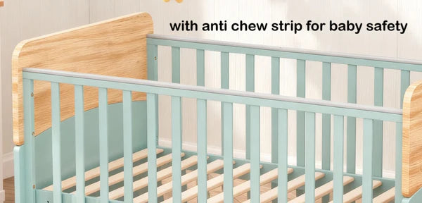 Wooden Convertible Baby Crib to Toddler Bed with Mosquito Net Green/Almond - WBB910-1G