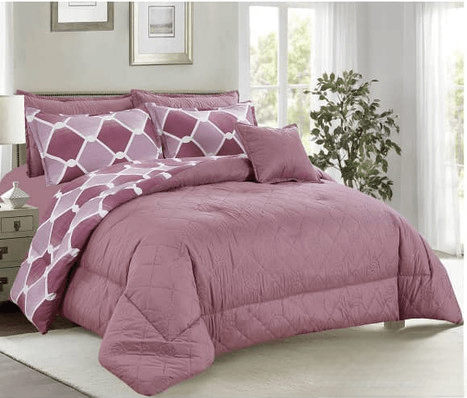 8-Piece Bedding - Two Sides Embroidered - Double - Wooded Purple By Alhome - ALHOME