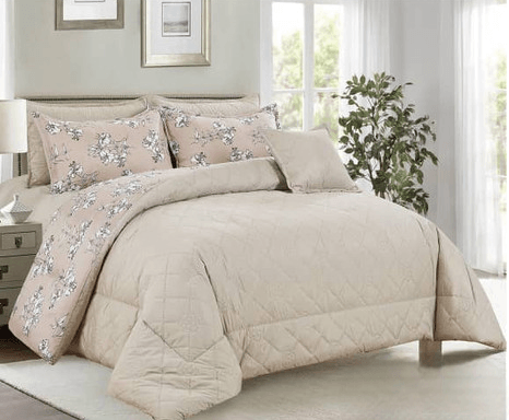 8-Piece Bedding - Two Sides Embroidered - Double - Wooded Beige By Alhome - 110112686 - ALHOME