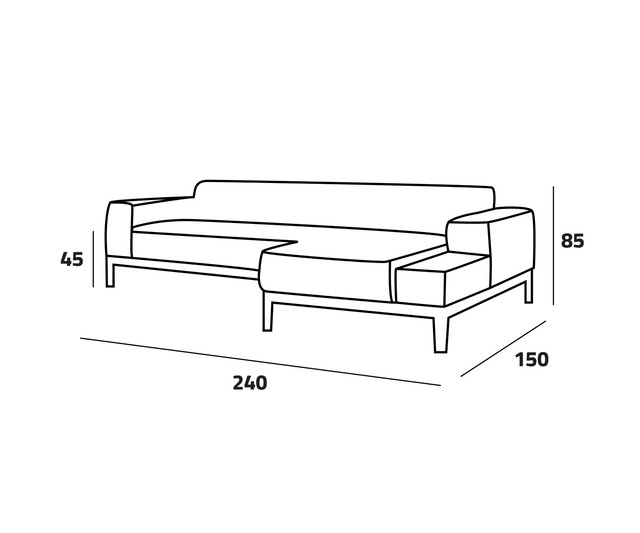 Chic Beige Velvet L-Shaped Sofa - 240x150x45x85 cm - Swedish Wood By Alhome - ALHOME