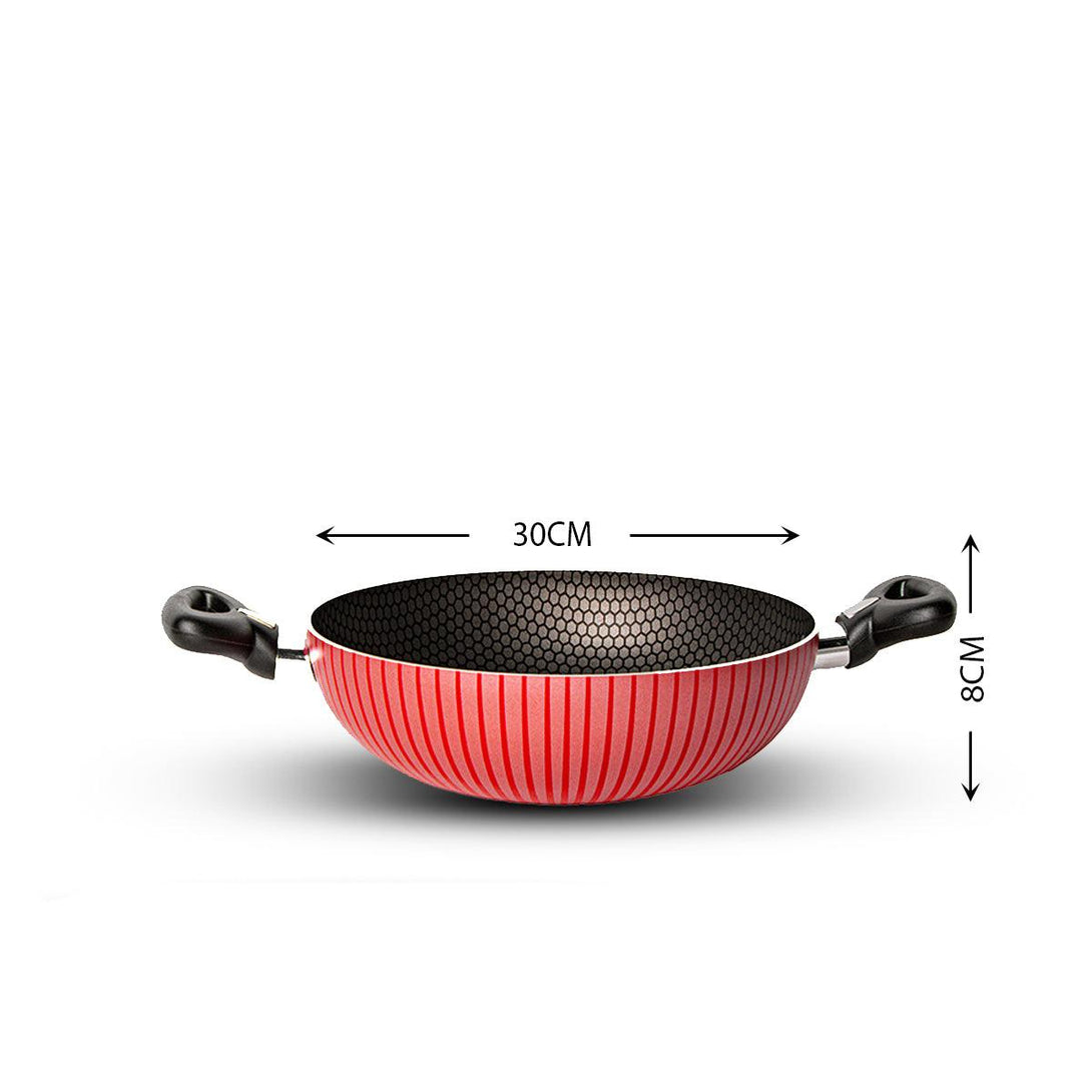 Family Ship Non-stick deep frying pan, 30 cm-Red / black - ALHOME