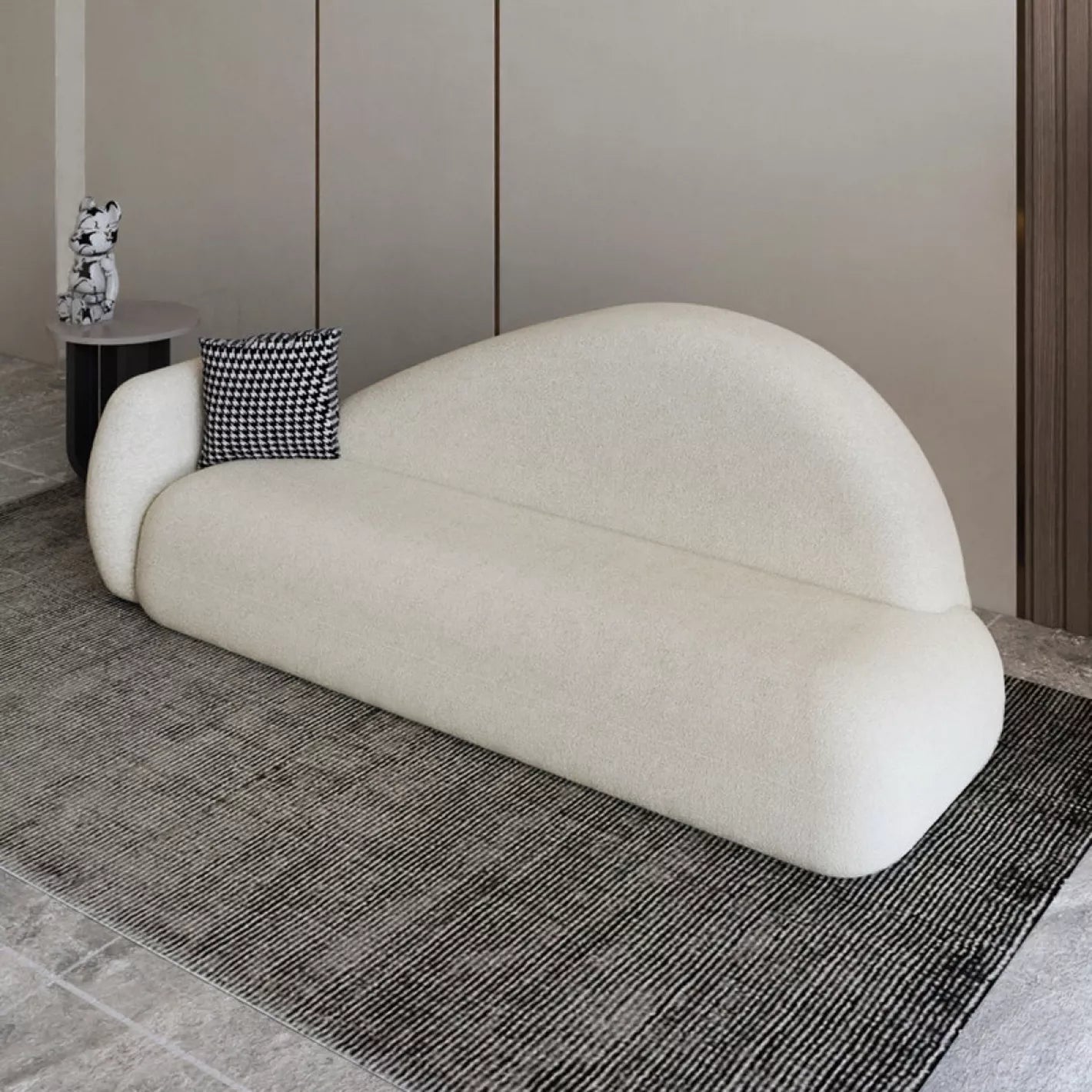 Alhome beige Boucle 3 Seater Sofa - 110110911