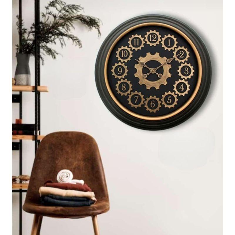 Battery Operated Plastic Round Wall Clock - Bronze, Brown And Black - 50 Cm Diameter - By Family Ship - ALHOME