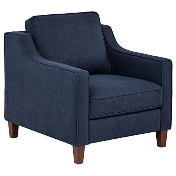 Dark Blue Linen Comfort Chair with Swedish Wood By Alhome - ALHOME